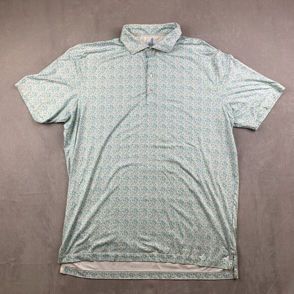 Johnnie-O Mens Shirt Large Malibu Blue Kilmer Polo Featherweight UPF50 Drinks - Picture 1 of 9